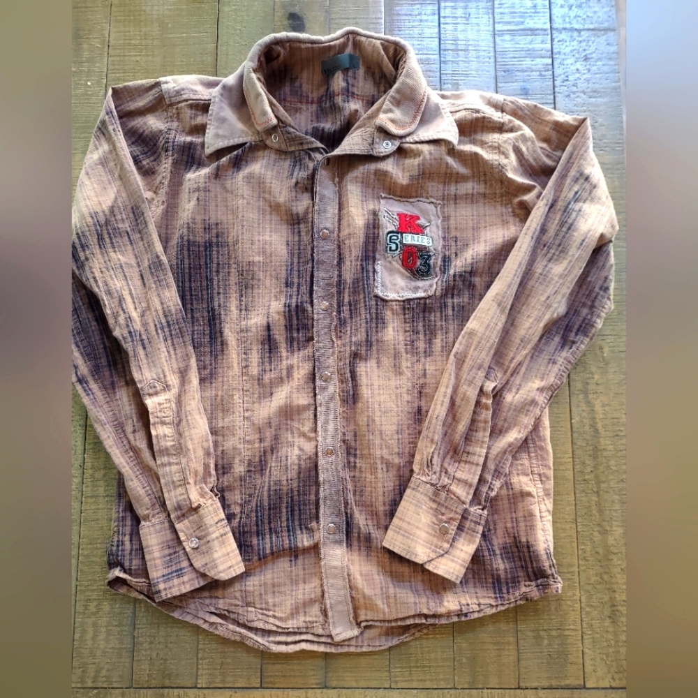 Mens Snap Front Shirt with Collar Detail